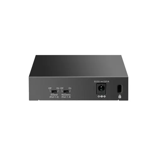 TP-Link LS105LP 5-Port 10/100 Mbps Desktop Switch with 4-Port PoE, 4× 10/100 Mbps PoE Ports, 1× 10/100 Mbps Non-PoE Port, 802.3af, 41 W PoE Power, Desktop Steel Case, Extend Mode for 250m PoE Transmitting, PoE Auto Recovery, Plug and Play - image 1