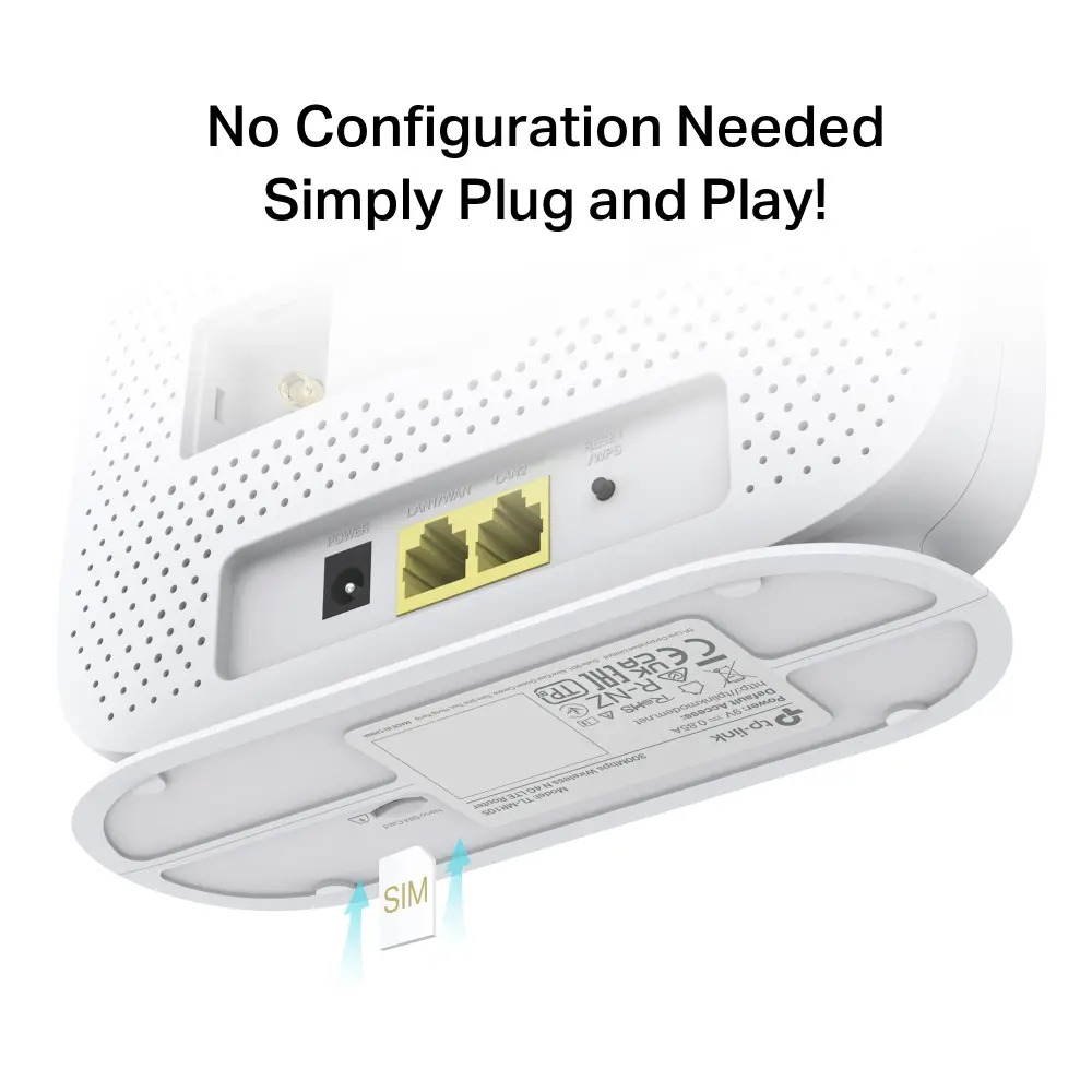 Безжичен рутер TP-LINK TL-MR105, N300, 4G LTE, 2 вътрешни WiFi антени, настолен - image 3