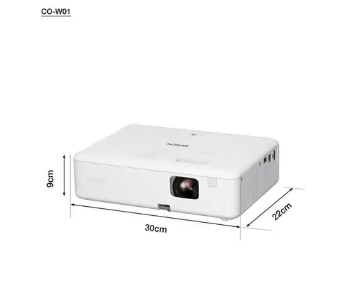 Мултимедиен проектор, Epson CO-W01, WXGA (1024 x 768, 16:10), 3 000 ANSI lumens, 15 000:1, VGA, HDMI, USB, 24 months, Lamp: 12 months or 1 000 h, White + Sunne Universal Ceiling Projector Bracket, max. 20kg, extension - image 1