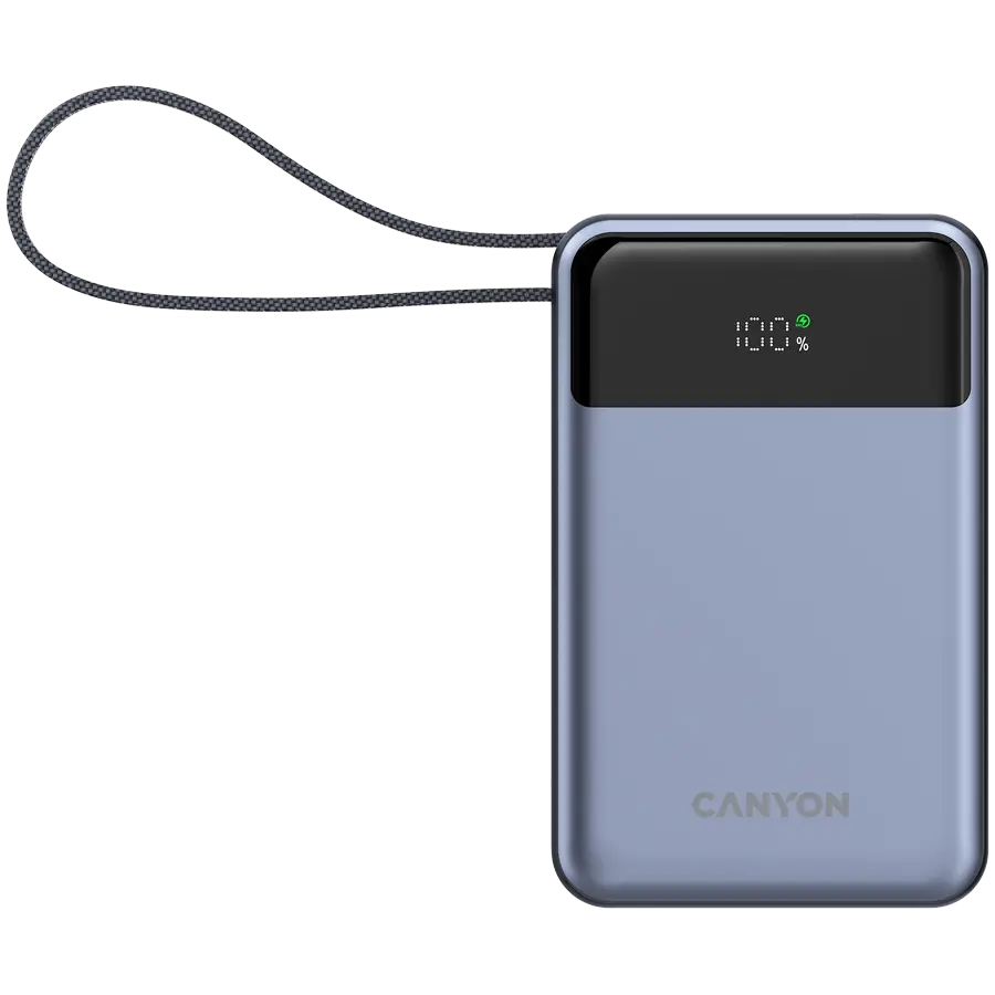 CANYON power bank OnPower 600 cu cablu încorporat 20000 mAh PD65W Gri închis