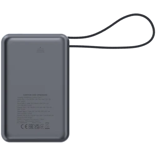 CANYON power bank OnPower 600 built-in cable 20000 mAh PD65W Dark Grey - image 4