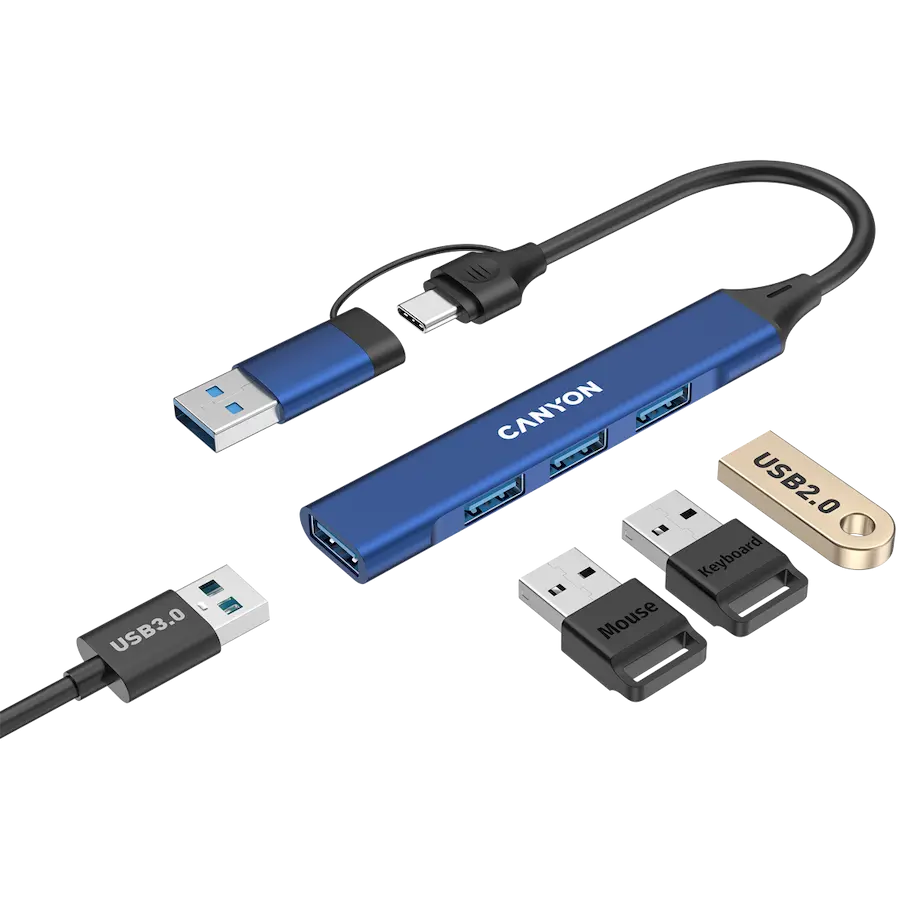 CANYON hub DS-02 4in1 USB-A/C Blue - image 3