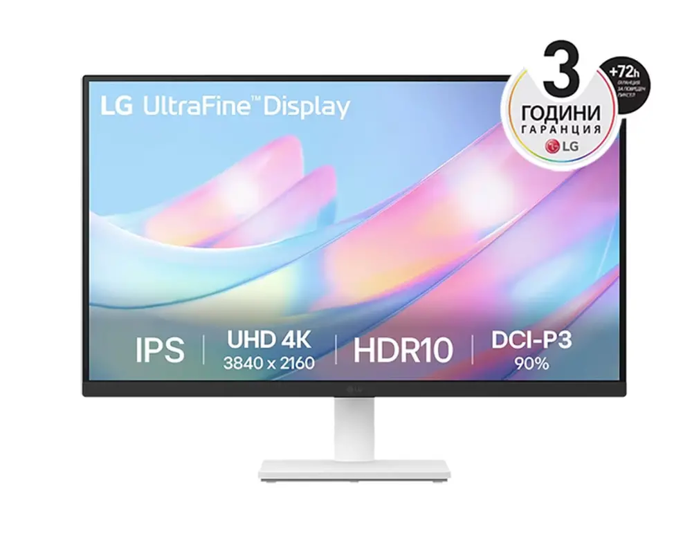 Монитор, LG 27US500-W, 27" UHD 4K, IPS Panel Anti-Glare, 5ms, 1000:1, 300cd/m, 3840x2160, DCI-P3 90% t, HDR 10, HDMI, DisplayPort, Dynamic Action Sync, LG Switch, Headphone out, Tilt, Black/White