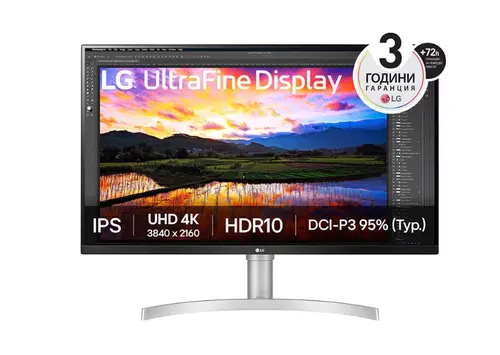 Монитор, LG 32UN650K-W, 31.5" UltraFine UHD LED AG, IPS, DCI-P3 95%, 5ms, 350 cd/m2, 1000:1, 3840x2160, HDR 10, HDMI, DisplayPort, Radeon FreeSync, Dynamic Action Sync, Headphone out, Height, Tilt, Speaker, Black