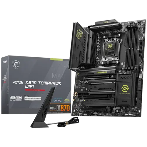 MSI MAG X870E TOMAHAWK WIFI, ATX, Socket AM5, 4x DDR5 Dual Channel DDR5 up to 8400(OC)MHz, 3x PCIe 3.0 x16 slot, 4x M.2 slot, 4x USB 2.0, 3x USB 5Gbps, 2x USB 10Gbps, 1x 10Gbps Type-C, 2x 40Gbps Type-C, HDMI, 7.1 HD Audio, 5G LAN, WiFI 7, BT, 3Y