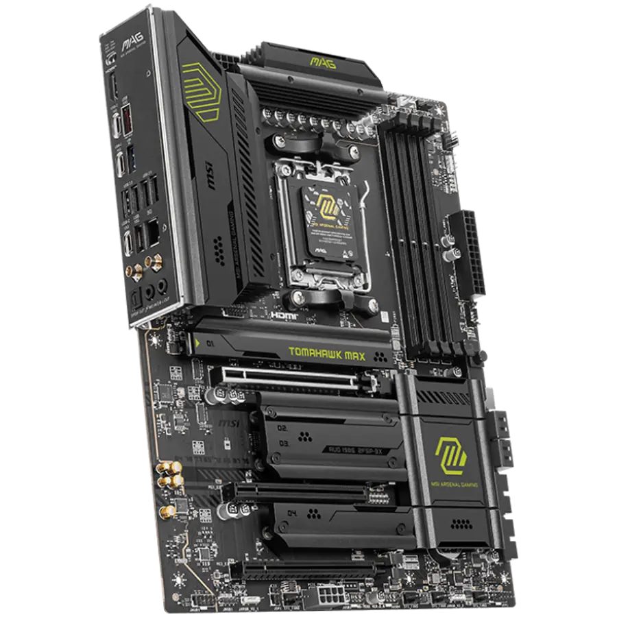 MSI MAG B850 TOMAHAWK MAX WIFI, ATX, Socket AM5, 4x DDR5 Dual Channel DDR5 up to 8400(OC)MHz, 3x PCIe 3.0 x16 slot, 4x M.2 slot, 4x USB 2.0, 1x USB 5Gbps, 2x USB 10Gbps, 3x USB 10Gbps Type-C, HDMI, 7.1 HD Audio, 5G LAN, WiFI 7, BT, 3Y - image 1