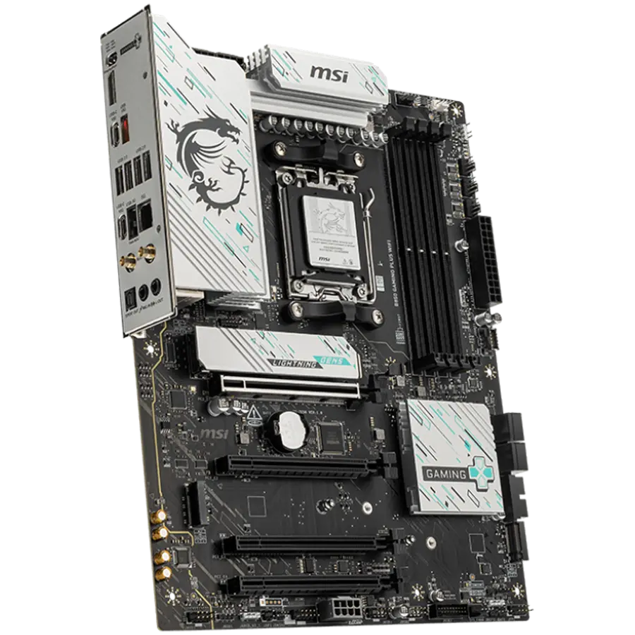 MSI B850 GAMING PLUS WIFI, ATX, Socket AM5, 4x DDR5 Dual Channel DDR5 up to 8200(OC)MHz, 4x PCIe 3.0 x16 slot, 3x M.2 slot, 4x USB 2.0, 1x USB 5Gbps, 1x USB 10Gbps, 2x USB 10Gbps Type-C, DP, 7.1 HD Audio, 5G LAN, WiFI 7, BT, 3Y - image 1