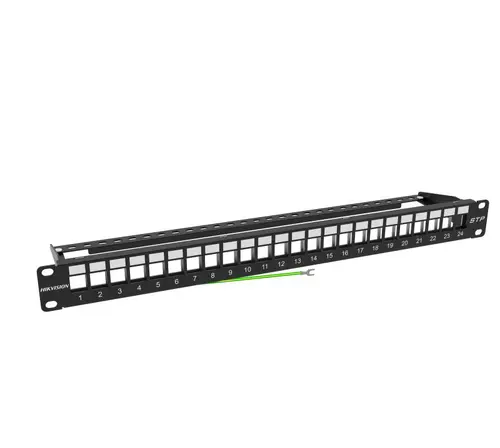 Пач панел Hikvision DS-1CP0P24-1U, екраниран 24-портов празен, 1U