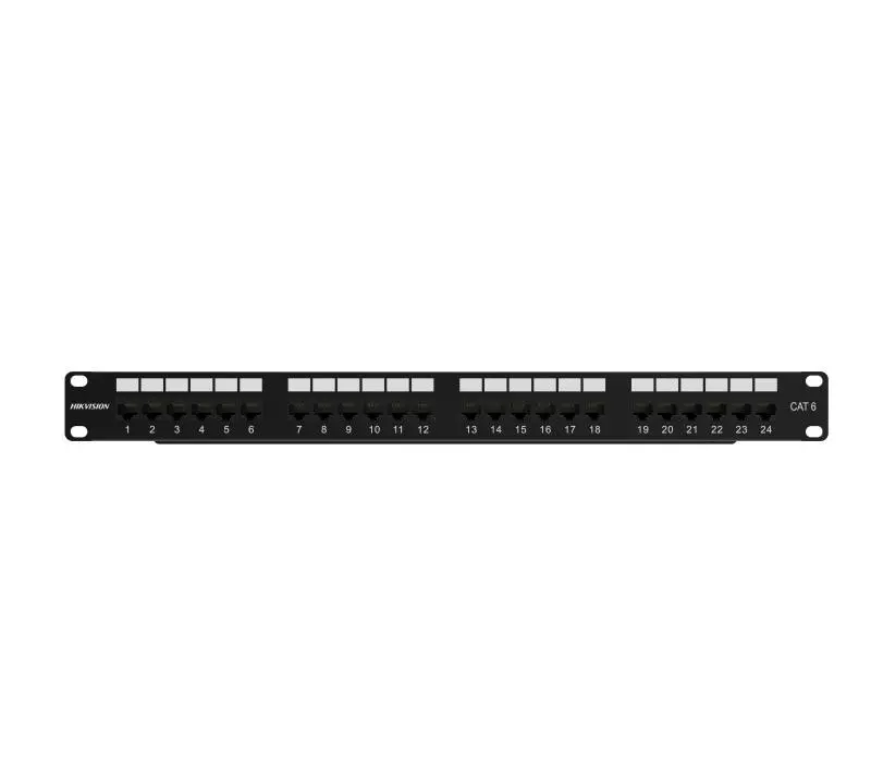 Patch panel Hikvision DS-1CP6U24-1U, Cat6, neecranat, cu 24 de porturi, 1U