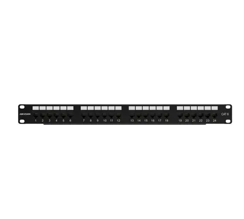 Patch panel Hikvision DS-1CP6U24-1U, Cat6, neecranat, cu 24 de porturi, 1U