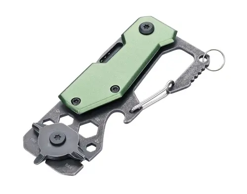 Mini unealtă multifuncțională/breloc Troika - TOOLINATOR CARD, verde