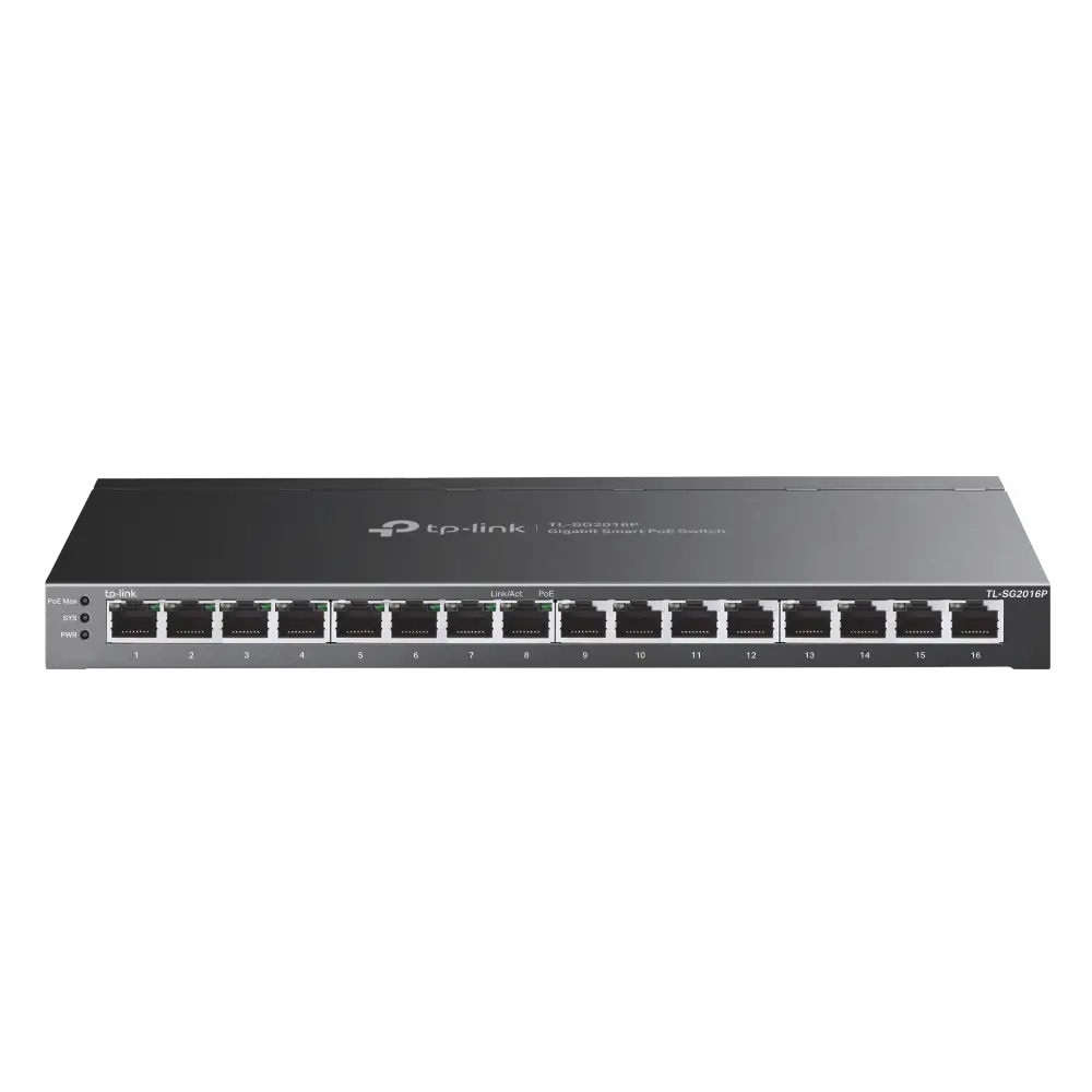 Комутатор TP-Link SG2016P, 16xGigabit RJ45, VLAN, 8 Port PoE+, 120W