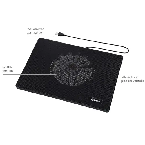 HAMA Stand de răcire pentru laptop "Slim", ultra-plat, silențios, ușor, până la 40 cm (15,6"), negru - 9