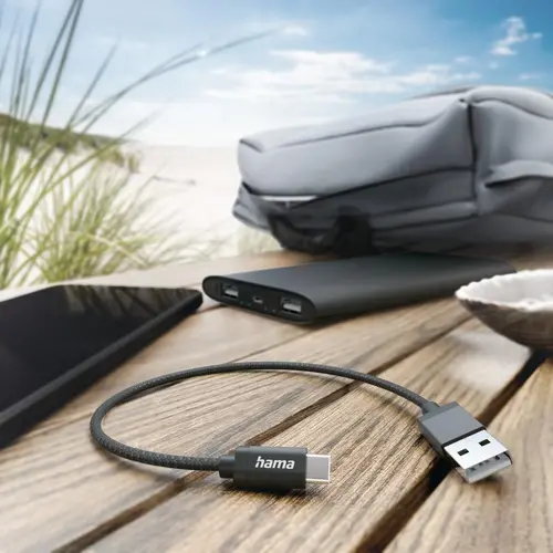 HAMA Кабел за зареждане, USB-C -USB A, 0.2м, черен - image 1