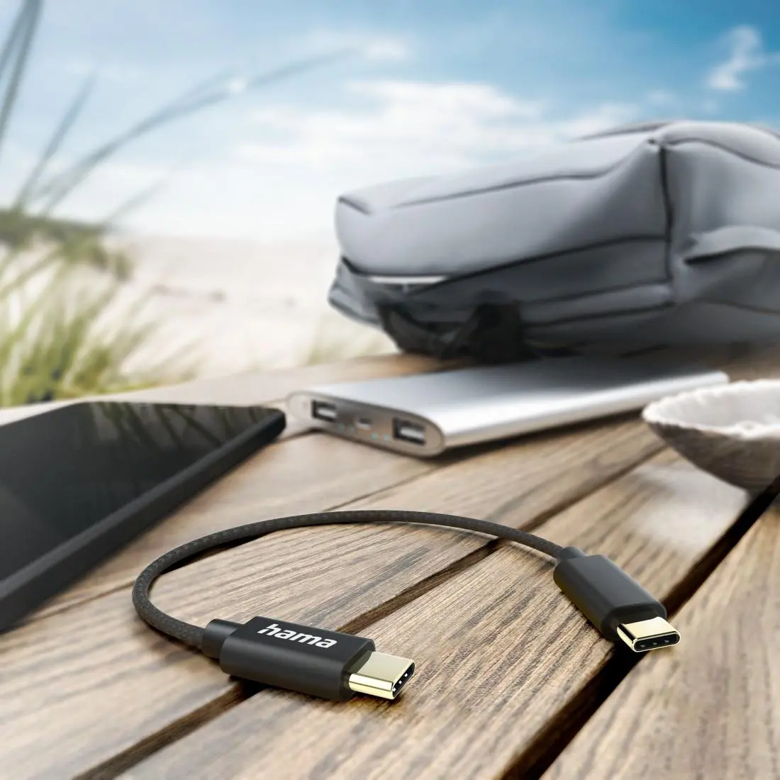 HAMA Кабел за зареждане, USB-C -USB-C, 0.2м, черен - image 1