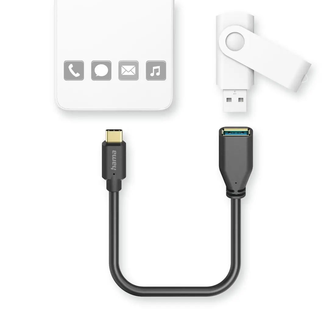 HAMA Adaptor OTG USB-C tată - USB-A mamă, 0.15m, negru - image 1