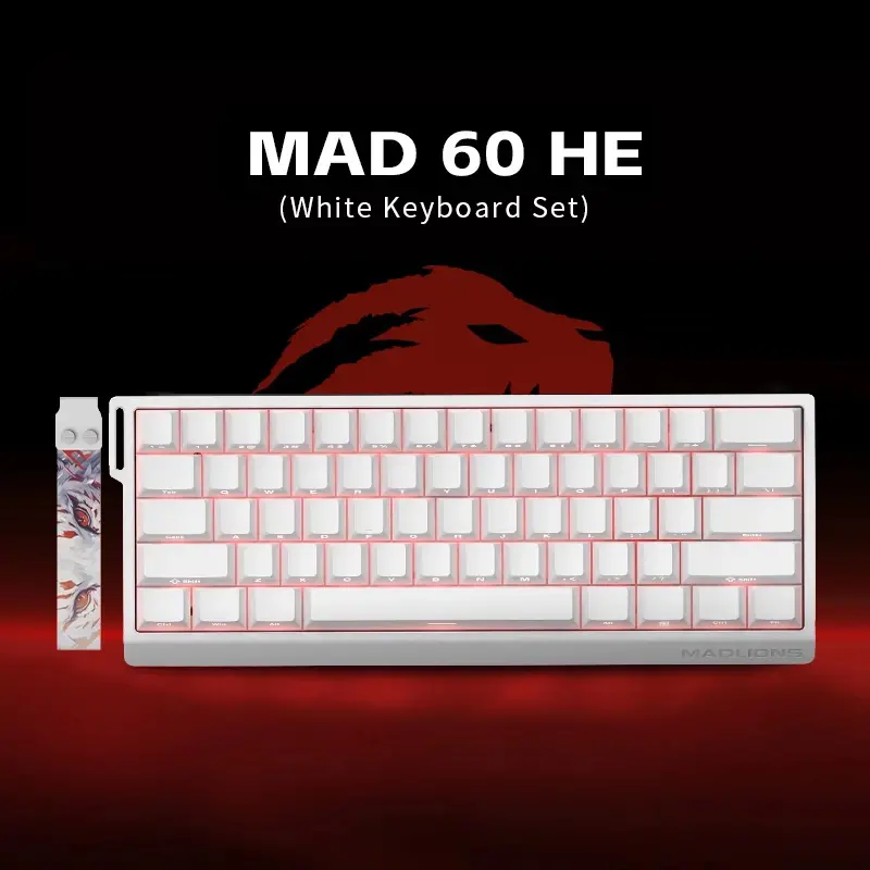 Madlions професионална геймърска механична клавиатура Professional Gaming Mechanical Keyboard MAD 60 HE RGB - 1K, Magnetic Amber Pro Switches - White - image 1
