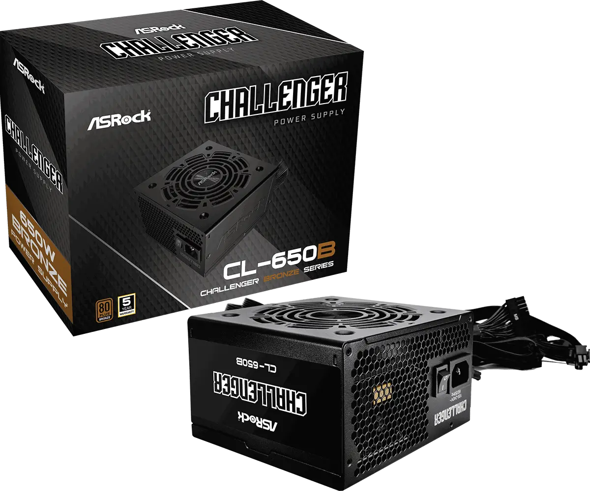 Asrock CL-650B, 650W, 80 Plus BRONZE, Non Modular PSU, 1x EPS 12V CPU(4+4pin), 2x PCIe (6+2pin), 2x 4-pin connectors, 4x SATA, OCP, SCP, OVP, UVP, OTP, OPP protections, 120 mm Fan, ATX 2.52, 5Y warranty