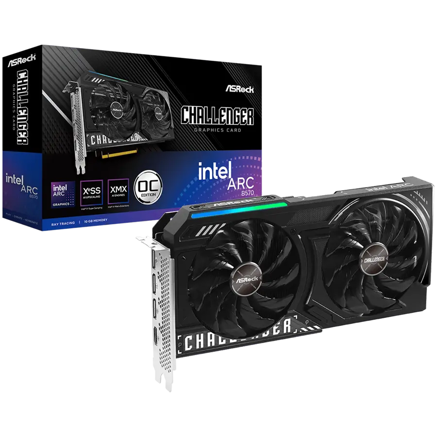 ASROCK Intel Arc B570 Challenger OC 10GB GDDR6 160-bit HDMI 3x DP