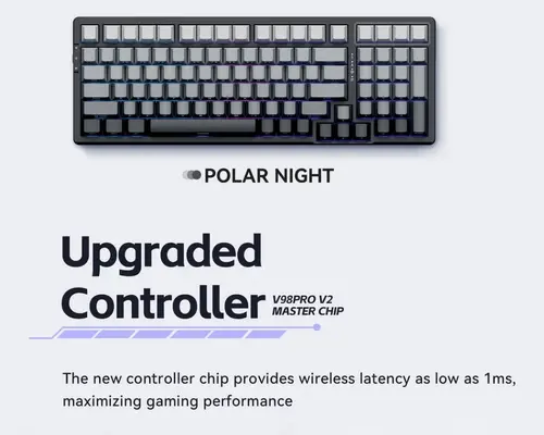 VGN безжична геймърска механична клавиатура Wireless Gaming Mechanical Keyboard - V98 PRO V2 Limited Black Glow - Kailh Arctic Switches, BT5.0, 2.4G, RGB - image 1