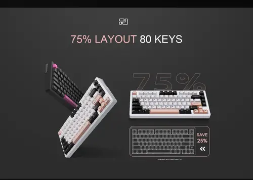 VGN безжична геймърска механична клавиатура Wireless Gaming Mechanical Keyboard - VXE75 V2 Misty Purple - Aniya Switches, BT5.0, 2.4G, Aluminium - image 6