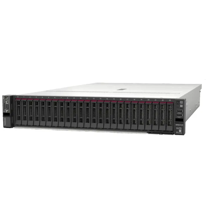Сървър, Lenovo ThinkSystem SR650 V2 Xeon Silver 4310 (12C 2.1GHz 18MB Cache/120W), 32GB (1x32GB, 3200MHz 2Rx4 RDIMM), 8 SAS/SATA, 9350-8i 2GB, 1x1100W Titanium, 5 Standard Fans, XCC Enterprise, Toolless V2 Rails
