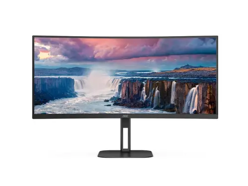 Монитор, AOC CU34V5C/BK, 34" Curved 1500R VA WLED, 3440x1440@100Hz, 4ms GtG, 1ms MPRT, 300cd m/2, 3000:1, 20M:1 DCR, Adaptive Sync, FlickerFree, Low Blue Light, 5Wx2, Tilt, Height Adjust, Swivel, HDMI, DP, USB hub
