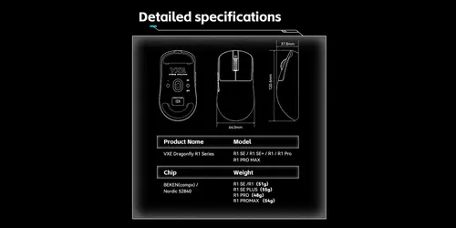 VXE професионална геймърска мишка Wireless Gaming Mouse Dragonfly R1 1K - Huano Ice Berry Pink Dot Switches, White - image 11
