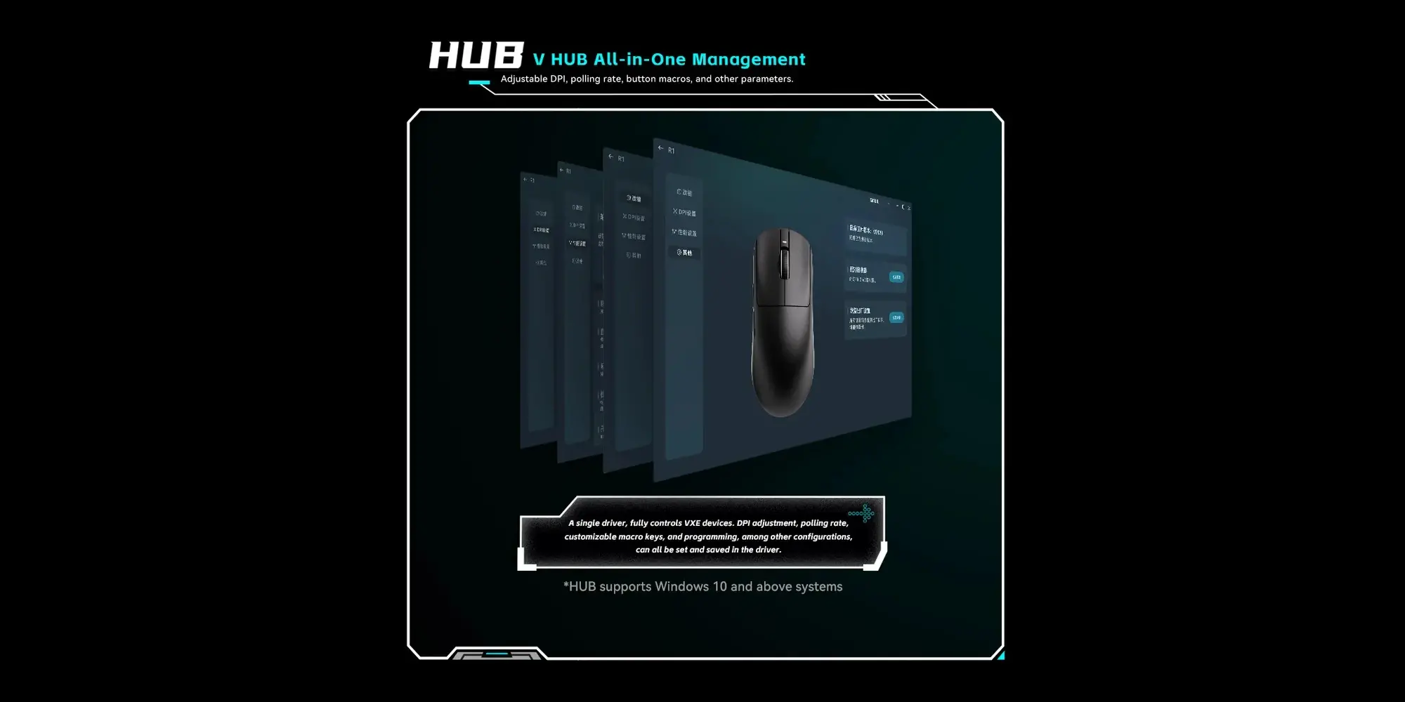 VXE професионална геймърска мишка Wireless Gaming Mouse Dragonfly R1 Pro Max 1K (4K compatible) - Kailh White Blade Switches, Black - image 11