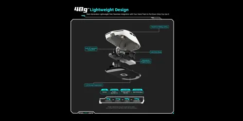 VXE mouse profesional de gaming fără fir Dragonfly R1 Pro Max 1K (compatibil 4K) - switch-uri Kailh White Blade, negru - 4