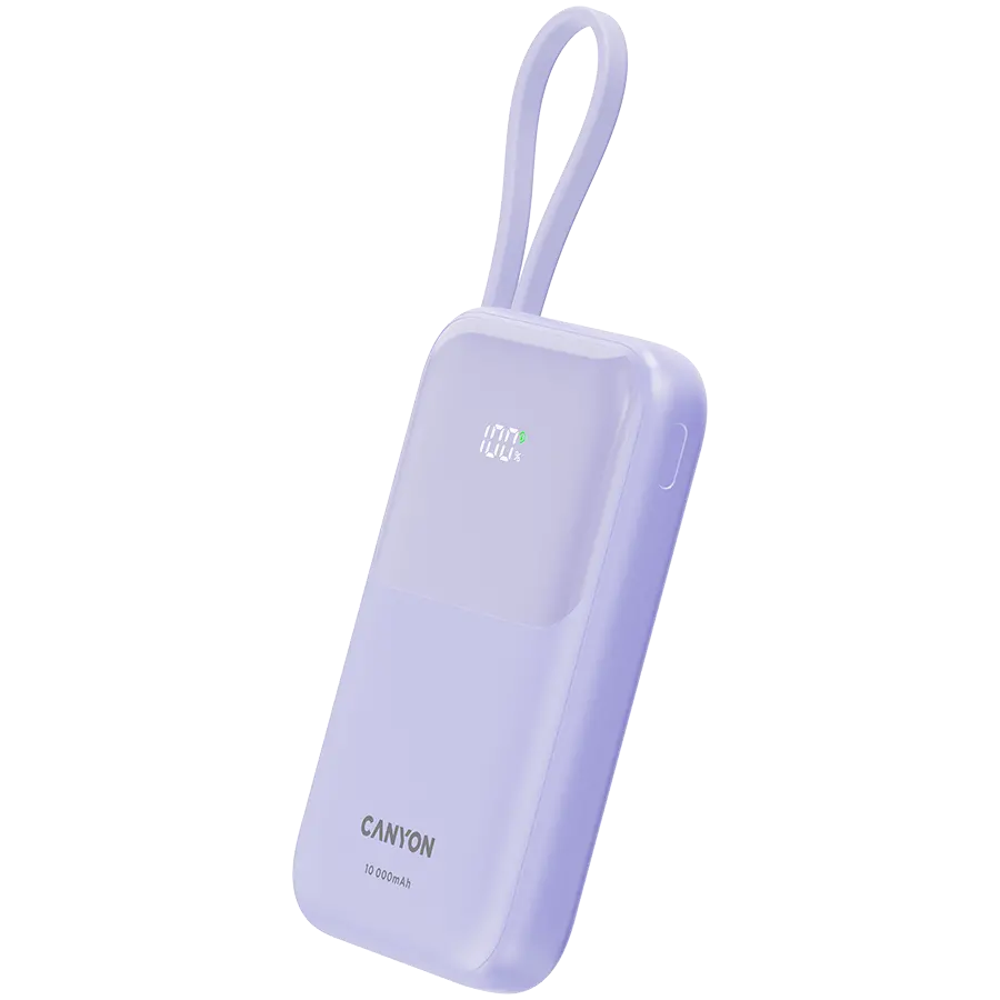 CANYON power bank OnPower 101 built-in cable 10000 mAh PD22.5W Purple - image 1