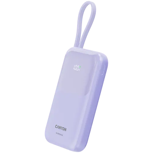 CANYON power bank OnPower 101 built-in cable 10000 mAh PD22.5W Purple - image 1