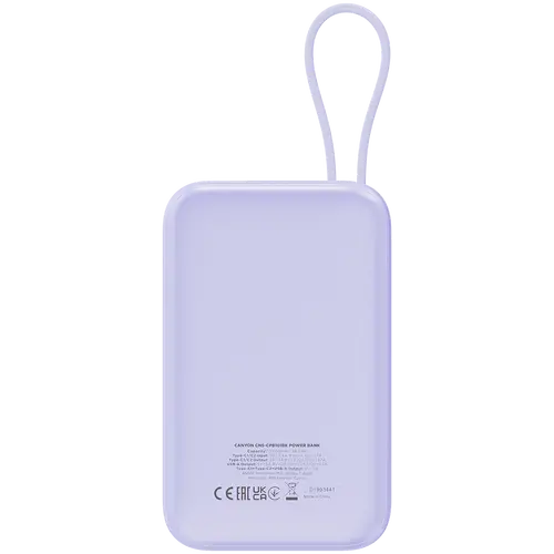 CANYON power bank OnPower 101 built-in cable 10000 mAh PD22.5W Purple - image 3