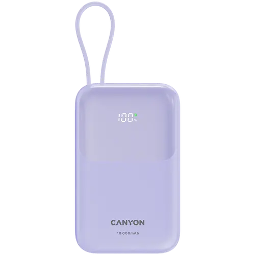 CANYON power bank OnPower 101 built-in cable 10000 mAh PD22.5W Purple