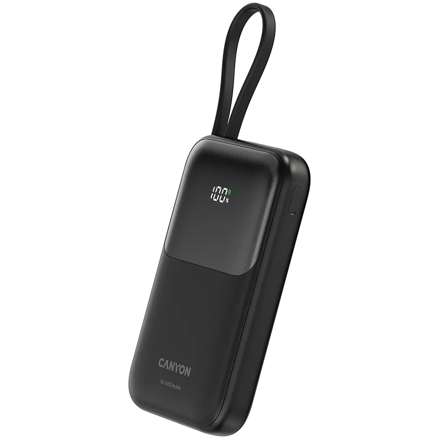 CANYON power bank OnPower 101 built-in cable 10000 mAh PD22.5W Black - image 1