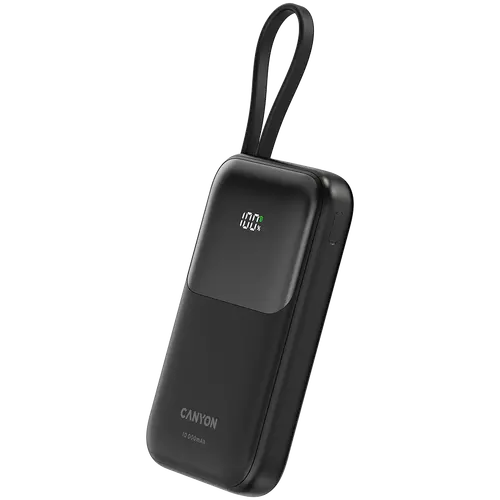 CANYON power bank OnPower 101 built-in cable 10000 mAh PD22.5W Black - image 1