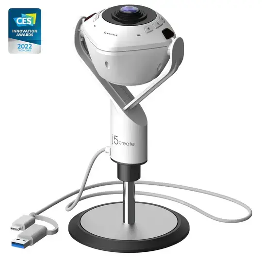 Cameră pentru videoconferințe, j5create JVU368,360°,Full HD 1080p,USB™ UVC/UAC plug-and-play,HDR,funcție AI