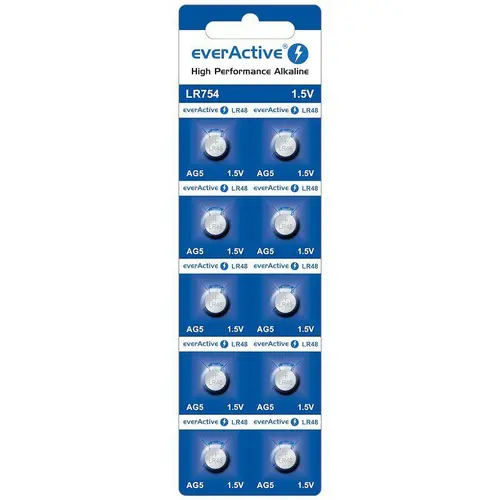 Αλκαλική μπαταρία κουμπί EVERACTIVE LR754, LR48, 1,55V, blister 10 τεμ., /τιμή για 1 μπαταρία - 1