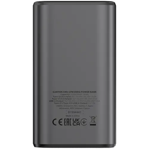 CANYON power bank OnPower 130 TFT 10000 mAh PD30W Dark Grey - image 2