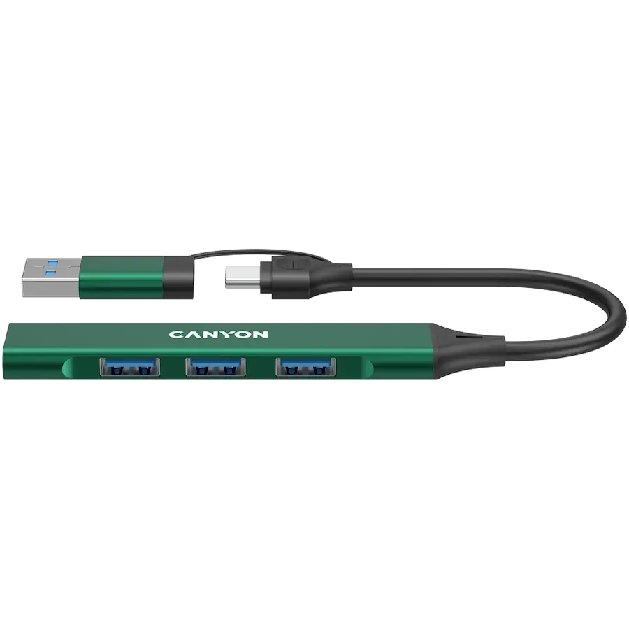 CANYON hub DS-02 4in1 USB-A/C πράσινο