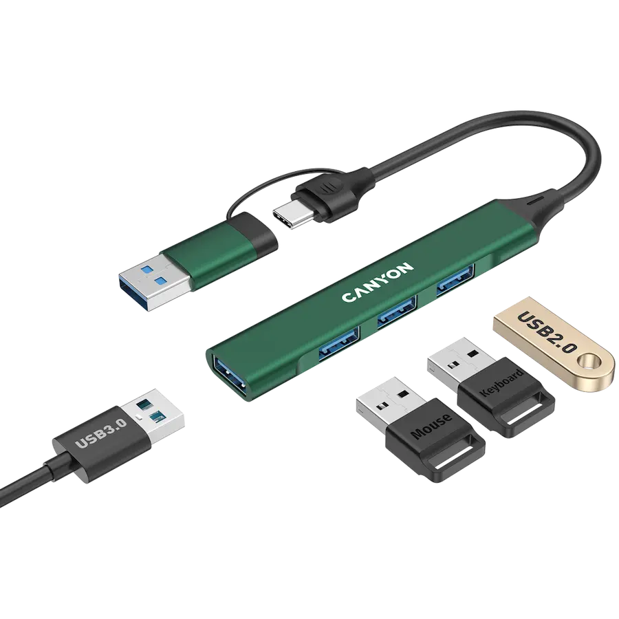 CANYON hub DS-02 4in1 USB-A/C Green - image 3