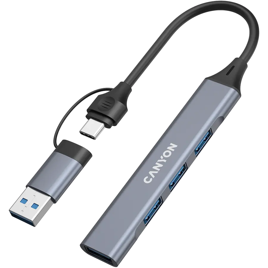 CANYON hub DS-02 4in1 USB-A/C Grey - image 1