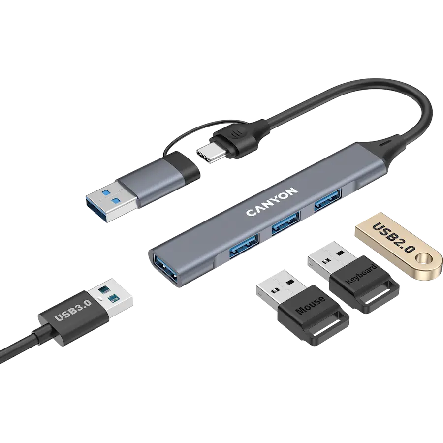 CANYON hub DS-02 4in1 USB-A/C Grey - image 3