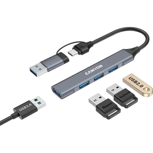 CANYON hub DS-02 4in1 USB-A/C Grey - image 3