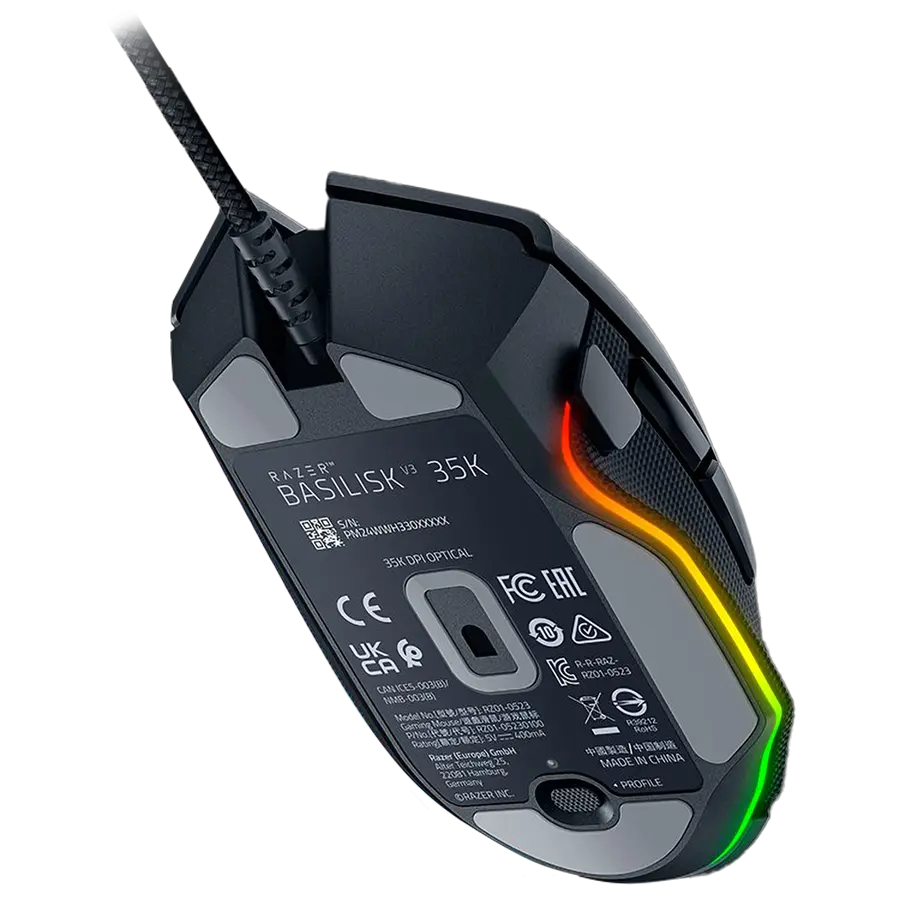 Razer Basilisk V3 35K Gaming Mouse, Black, Focus Pro 35K Optical Sensor Gen-2, Optical Mouse Switches Gen-3, Razer™ Speedflex Cable, 4-Way Razer™ HyperScroll Tilt Wheel, 35K DPI - image 1