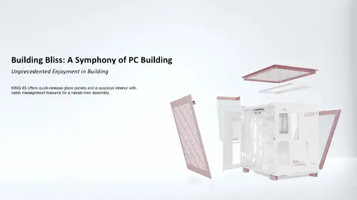 Montech кутия KING 95 Pro, Dual Chamber Mid-tower Case, 6 ARGB Fans, 2 Front Panels, Rose Gold - image 11