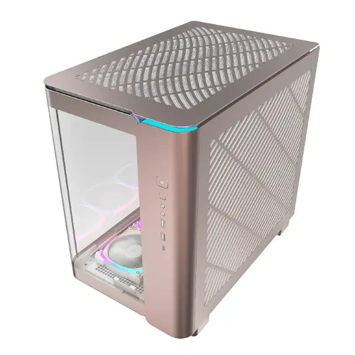 Montech кутия KING 95 Pro, Dual Chamber Mid-tower Case, 6 ARGB Fans, 2 Front Panels, Rose Gold - image 1