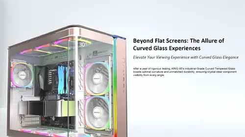 Montech кутия KING 95 Pro, Dual Chamber Mid-tower Case, 6 ARGB Fans, 2 Front Panels, Rose Gold - image 4