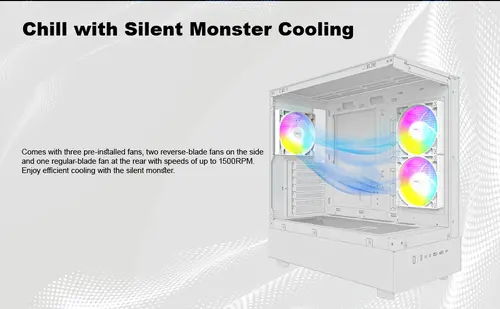 Montech кутия Case ATX - XR (W) - 3 x 120 mm ARGB Fans, USB-C, White - image 14