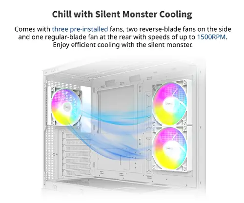 Montech кутия Case ATX - XR (W) - 3 x 120 mm ARGB Fans, USB-C, White - image 16